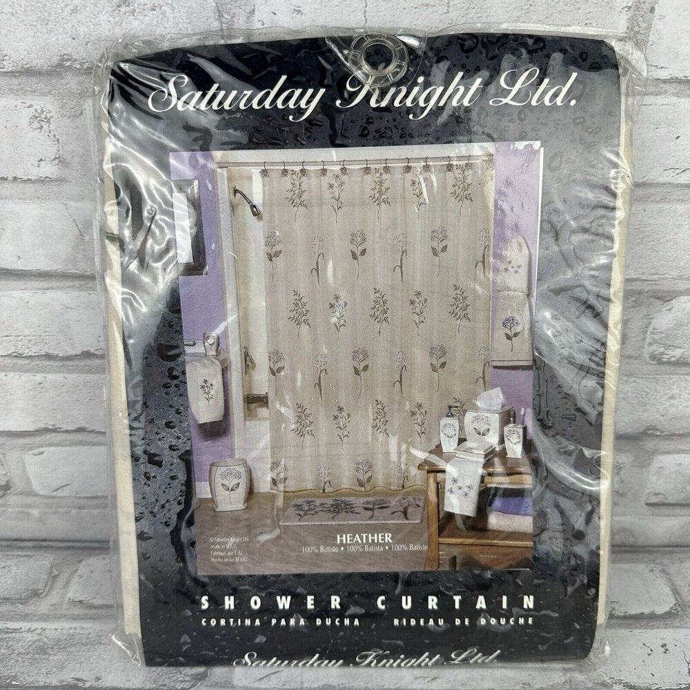 Saturday Knight Ltd. Shower Curtain Heather Pattern New Old Stock